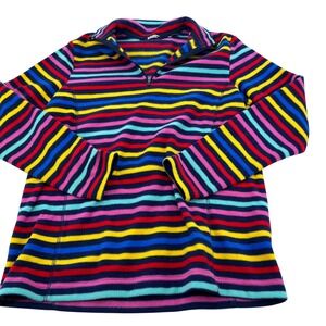 Lands End Womens Fleece Rainbow Striped 1/4 Zip Pullover Sweatshirt Size Small